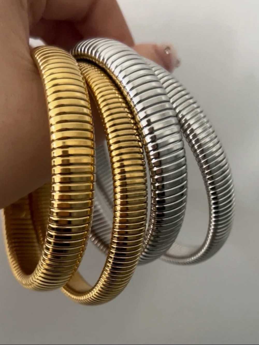 Stackable Stretch Coil Bracelet - Gold and Silver